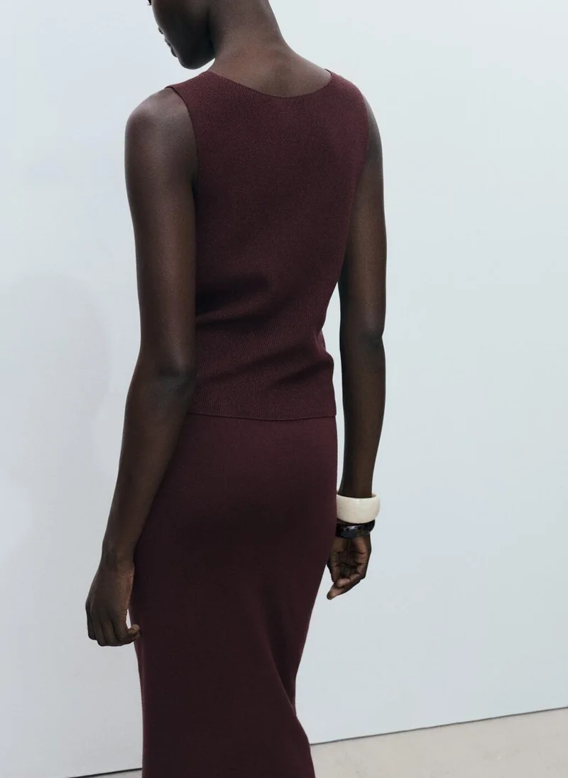 MANGO fine ribbed knit top